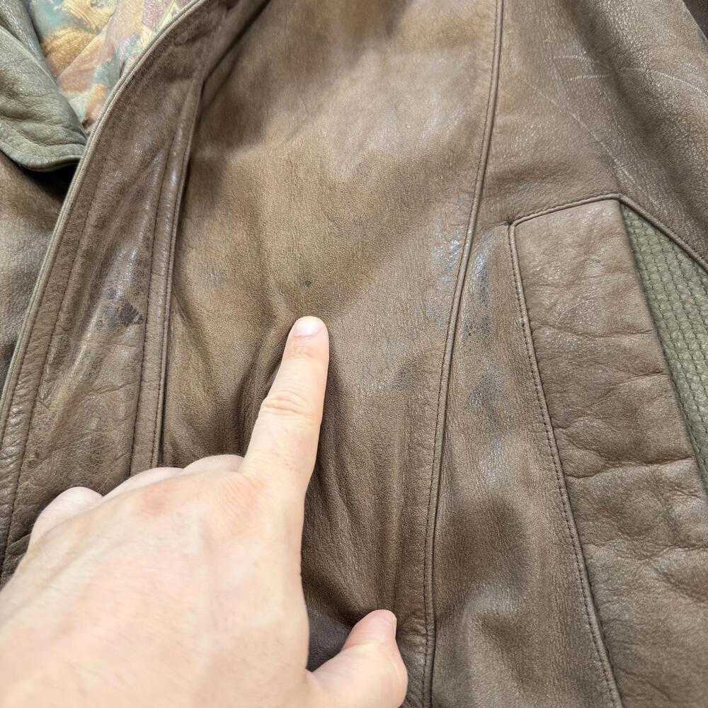 Vintage 90s Members Only Genuine Leather Jacket Brown Quilted Lined Korea Made L - Picture 8 of 9